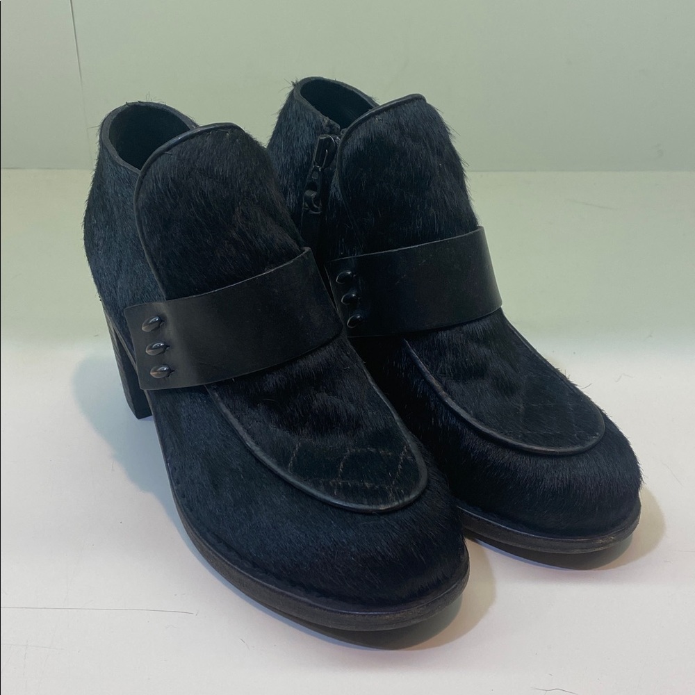 Rag & Bone US 6 EU 36 Black Ponyhair Heeled Booties